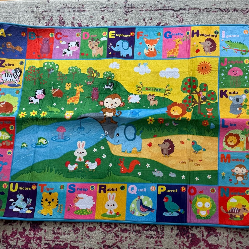Colorful Kids Alphabet Play Mat - Green/Blue/Yellow